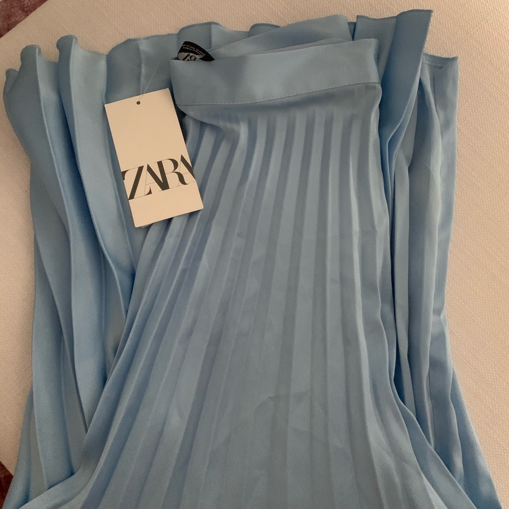 Zara Baby Blue Pleated Skirt